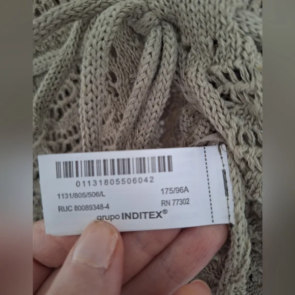 NWOT Zara Gorgeous Crochet Knit Tie Front Summer Top Olive Green Large - Picture 9 of 11